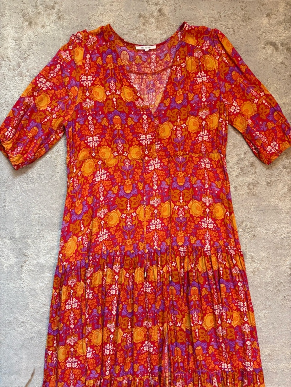 Abel The Label Floral Prairie Front Split Boho Cottagecore Midi Dress Size Large - Picture 7 of 14